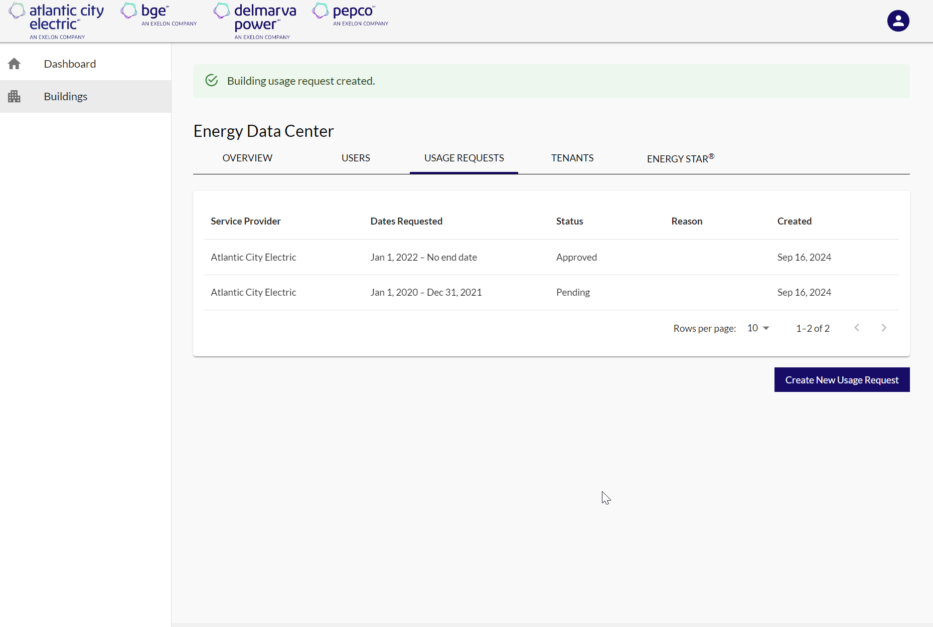 EUDS Create a Usage Request