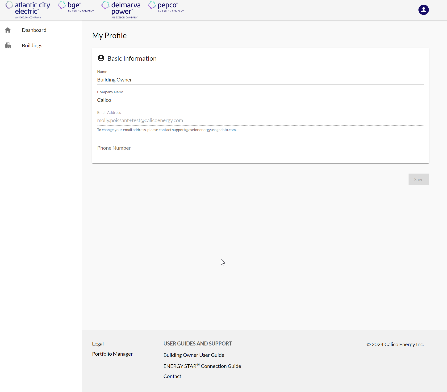 Energy Usage Data System Building Owner Edit Profile